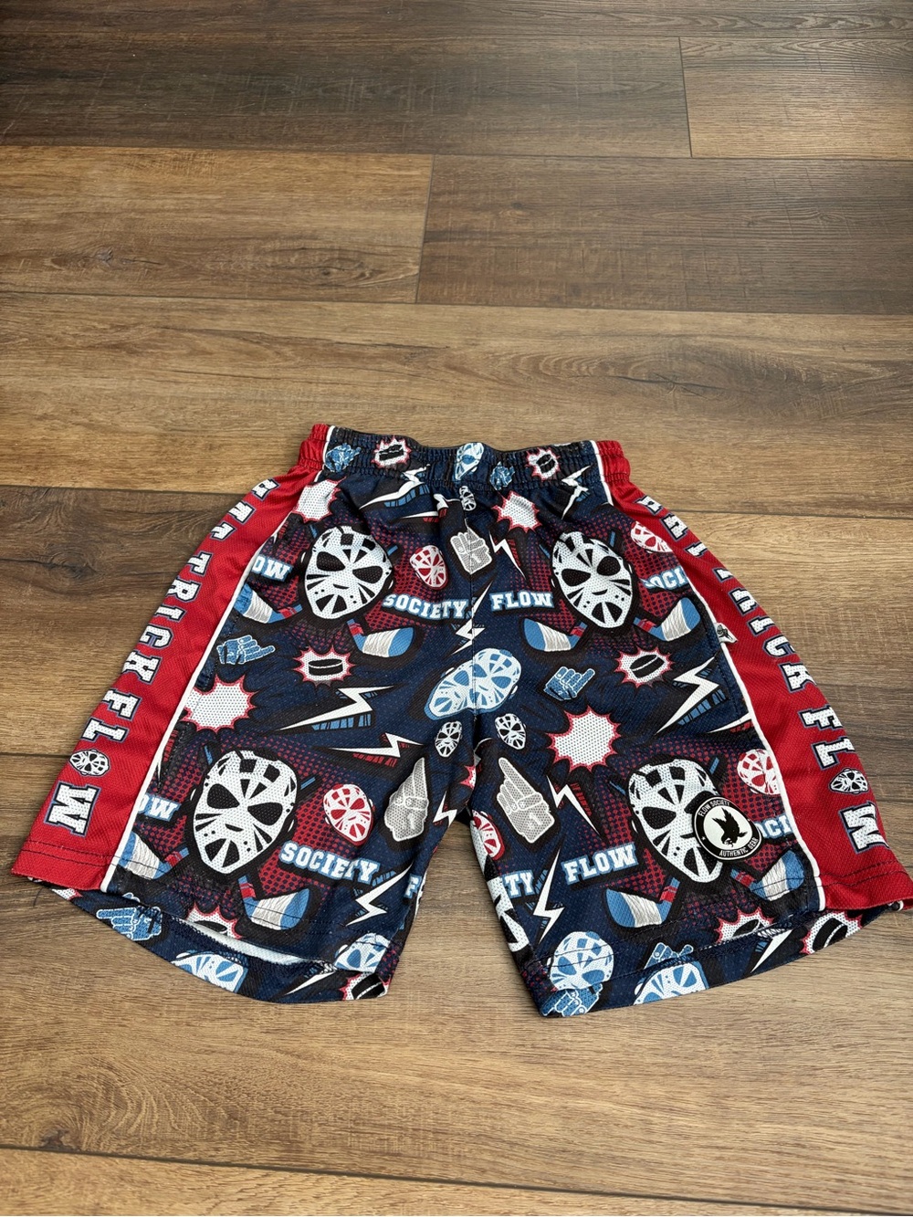 Kids Red & Navy Graphic Athletic Shorts